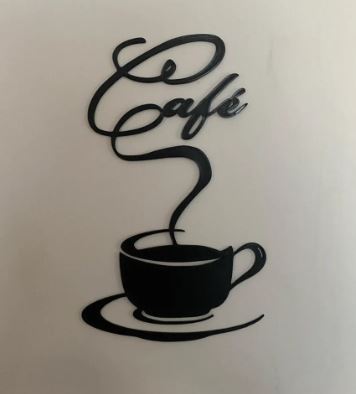 Black Café Wall Sign – Decorative Coffee Cup Silhouette