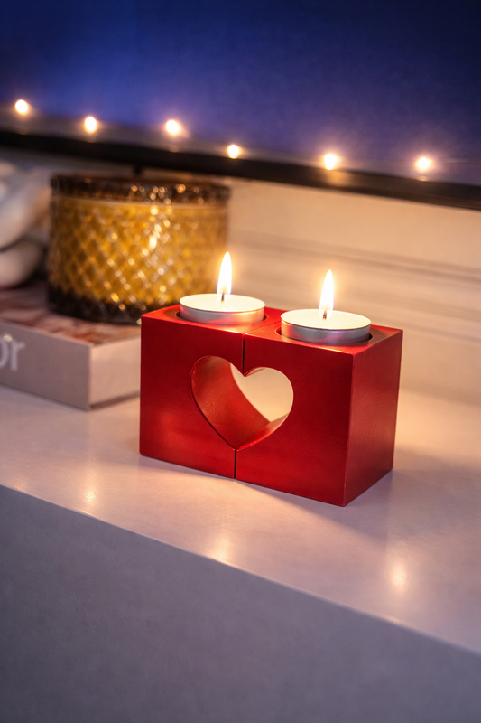 Heart Tealight Holders – Two-Piece Love Heart Candle Set