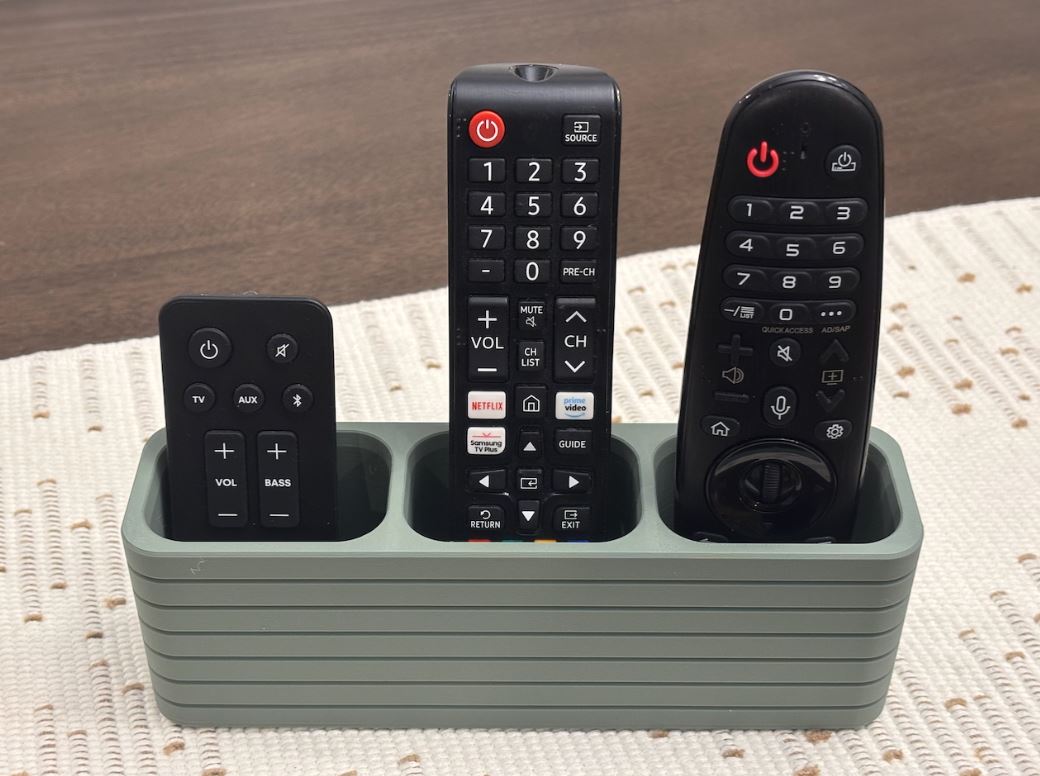 Modern 3-Slot TV Remote Control Organizer